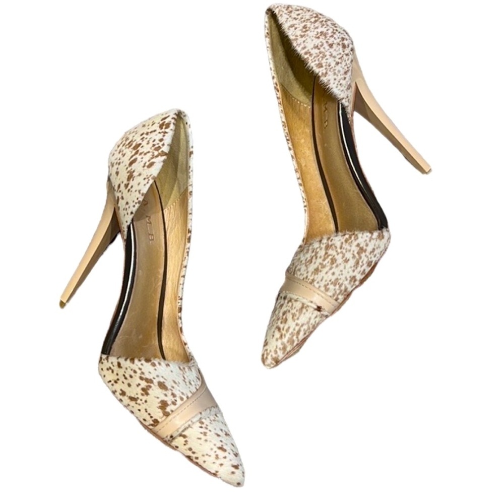 L.A.M.B. Speckled Cream and Tan Pointed Toe Stiletto Pumps